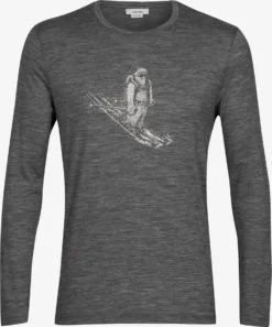 Icebreaker Hauts Fonctionnels T-Shirt Fonctionnel Tech Lite II Skiing Yeti Homme Gris Chiné